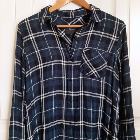 Rails Bianca Plaid Shirt Dress In Spruce White SZ XS - Picture 3 of 11